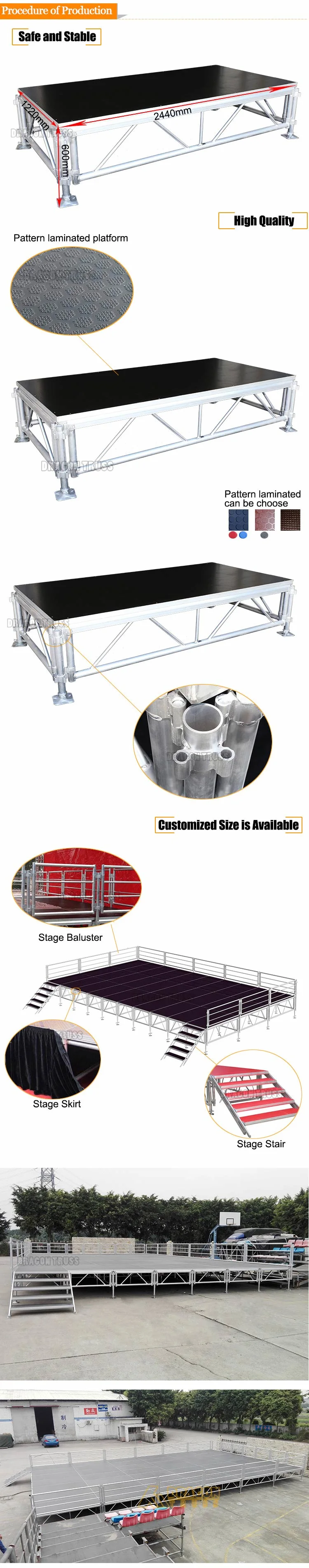 Outdoor Event Aluminum Stage Truss Design Portable Stage Sale