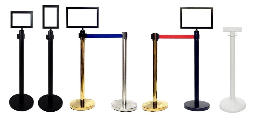 Stainless Steel Queue Manager Sign Board Stanchion Pole Barrier