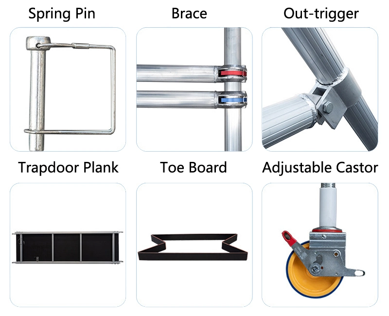 En1004 Aluminium Ringlock a Frame Mobile Tower Aluminum Scaffolding for Sale